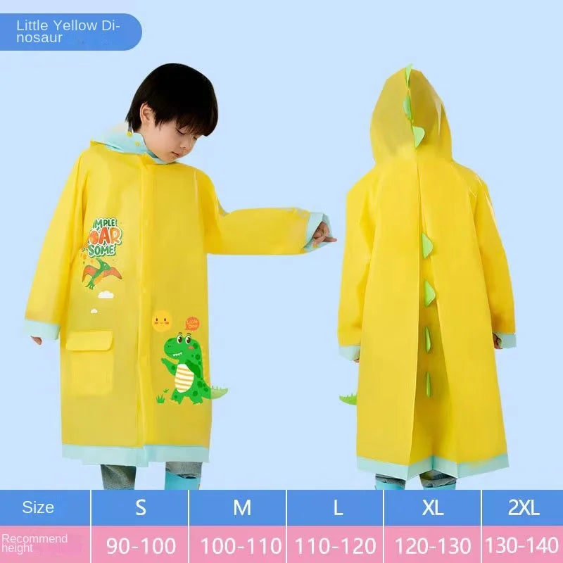 Wholesale Cartoon Eva Children's Waterproof Raincoat Schoolbag Thick Student Raincoat for Outdoor Use Non-Disposable for Girls