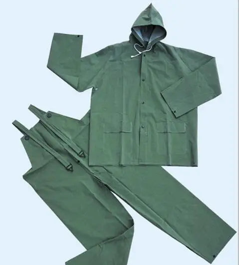 Factory Customizable Men's Rain Gear Waterproof Windproof PVC Work Suit Safety Jacket Bib Pants Outdoor Activities Hiking Travel