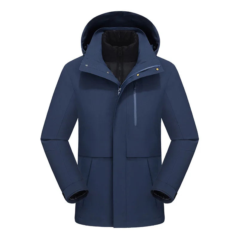 New Winter Outdoor Down Jacket Men Women White Goose Warm Three-in-One Waterproof Windproof Zipper 100% Polyester