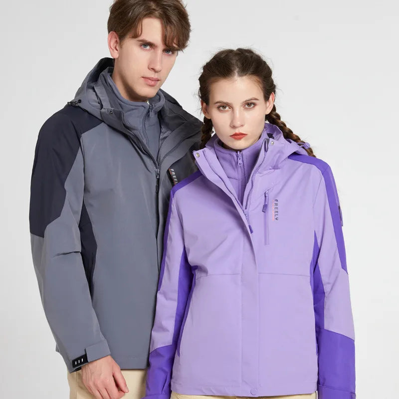 3XL Sizes Sporty Waterproof Winter Bomber Jacket Windproof Stand Collar Zipper Closure Appliques Solid Pattern Warm Outdoor Wear