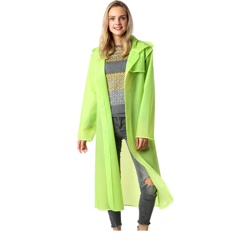 Unisex EVA Rain Poncho Adults Customizable XXL Long Cape Colorful Hem Waterproof Rain Jacket Outdoor Hiking Travel Logo