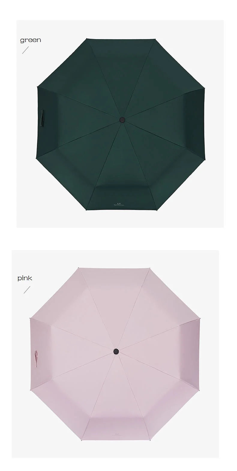 UPF50+ 3-Fold Anti UV Rain Umbrella Windproof Stylish Adults Travel Sunny Rainy Day Contemporary Design Plastic Fabric Box