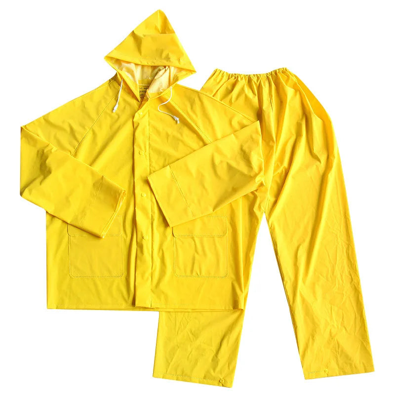 Factory Wholesale  Two Pieces PVC Polyester Rain Coat Water Proof Windproof Custom logo Adult Men Rain Suit