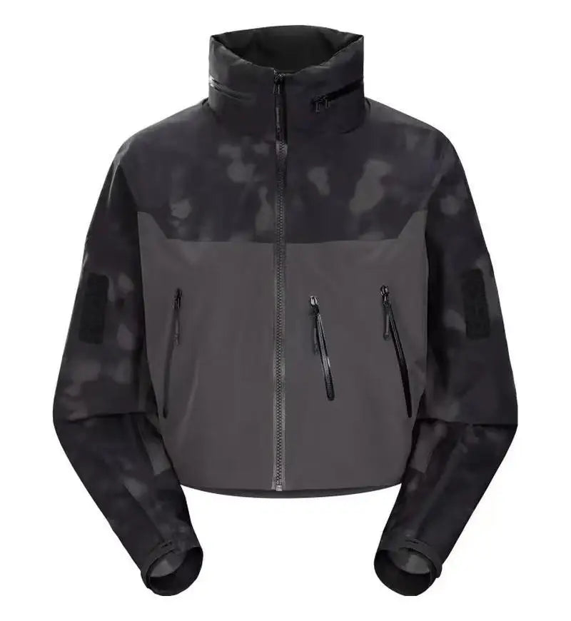 Women's Fashion Mid-Style Long-Sleeved Collar Slim-Fit Tights Waterproof Winter Single-Style Outdoor Jacket