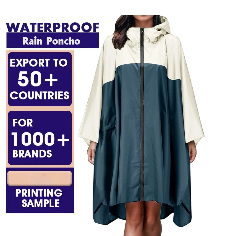 Factory Direct Sales 3in1 Polyester Material Hooded Long Poncho Raincoat Long Raincoats for Men Heavy Duty Rain Coat Raincoat