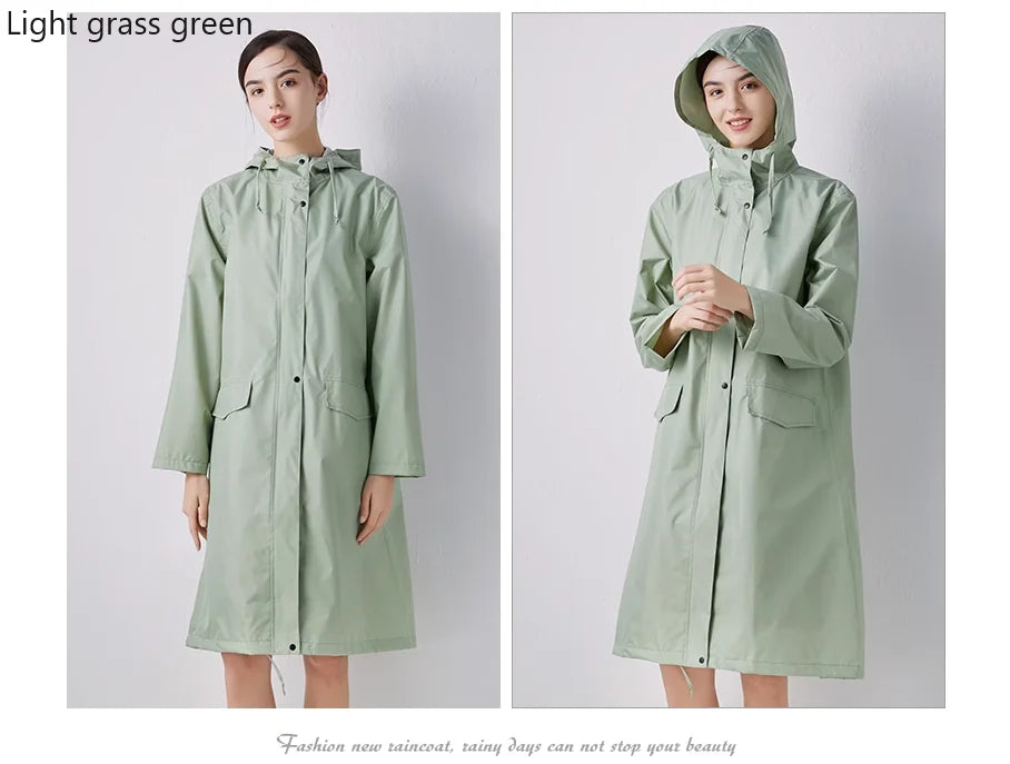 New Fashionable Trench Coat Style Solid Color Printed Raincoat for Outdoor Travel, Suitable for Adult Men and Women Couples