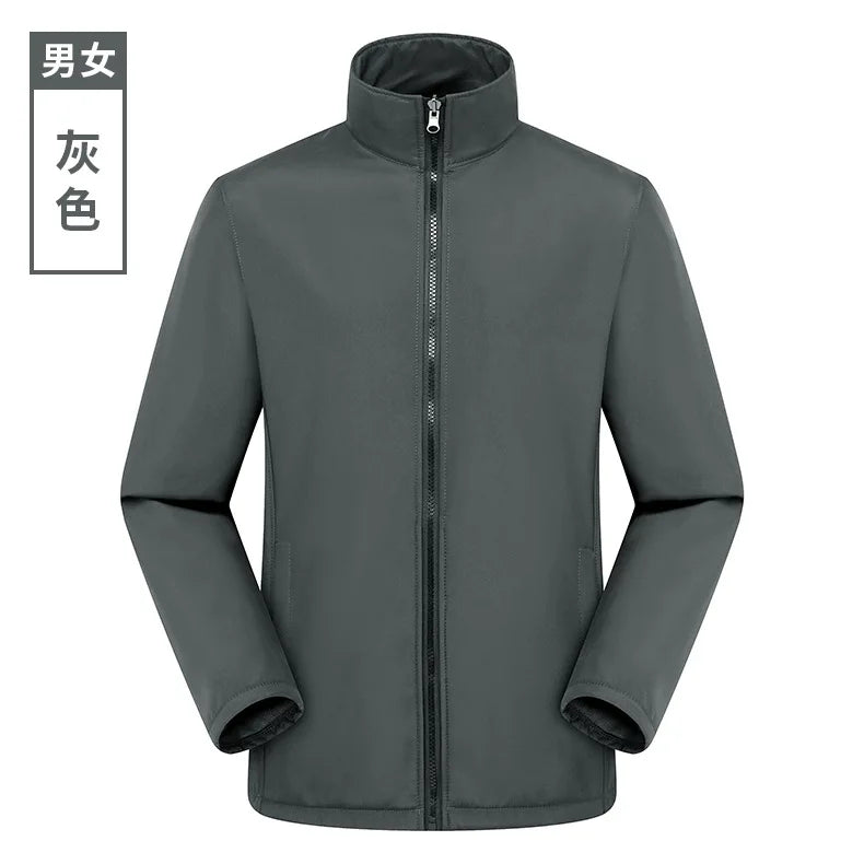 Men's Women's Outdoor Stand Cardigan Jacket Soft Shell Waterproof Windproof for Autumn Winter Sports Casual Plus Size Zipper