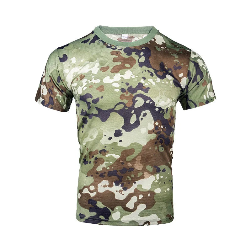 Horse-horse Camouflage Tactical T-shirt Unisex Short-sleeved Summer Quick-drying Breathable 100% Polyester Outdoor Physical