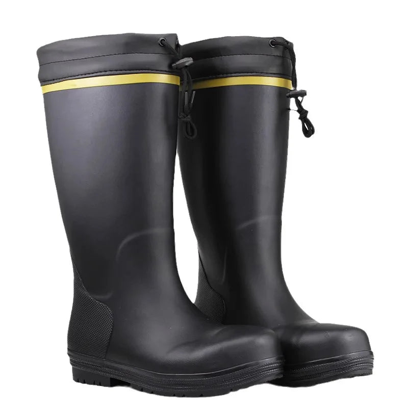 Men's Anti-Smashing Rubber Rain Boots With Steel Toe Fashion High Tube Water Boots for Work Waterproof Labor Protection