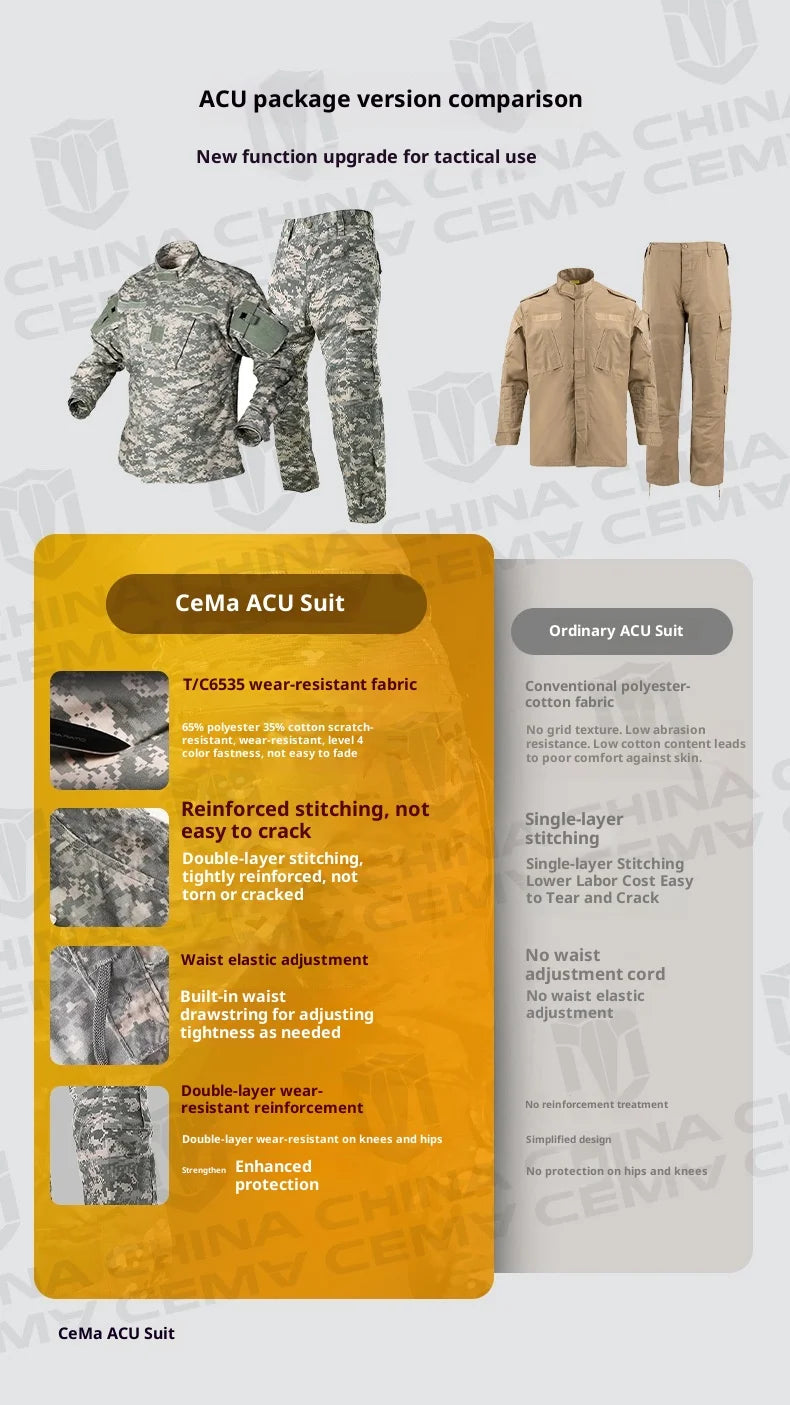 Horse-riding ACU Second-generation Unisex Camouflage Cotton Outdoor Training Tactical Suit Wear-resistant Breathable