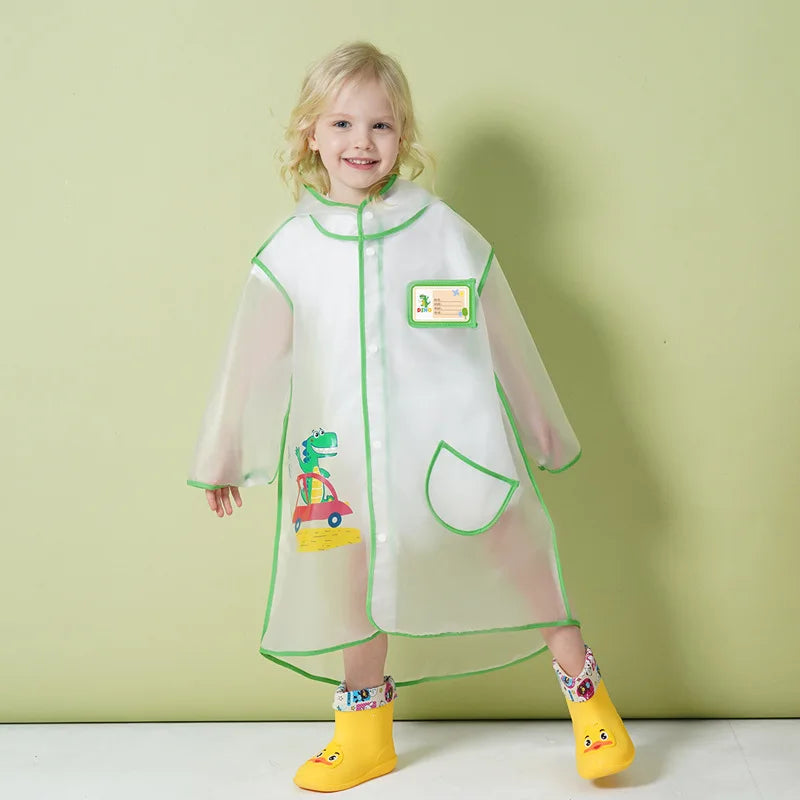 Small Dinosaur Cartoon Raincoat for Primary School & Kindergarten Kids EVA & PU Material Wholesale for Boys & Girls