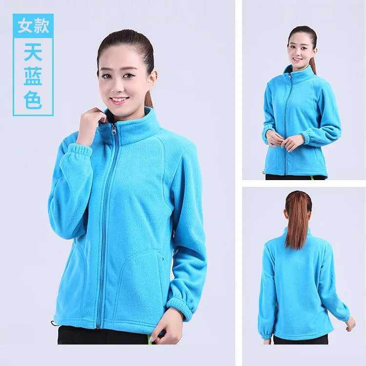 New Outdoor Hooded Fleece Jacket Unisex Zipper Closure Waterproof Thick Lining Winter Double-Sided Padded Stand Rabbit Fur Trim