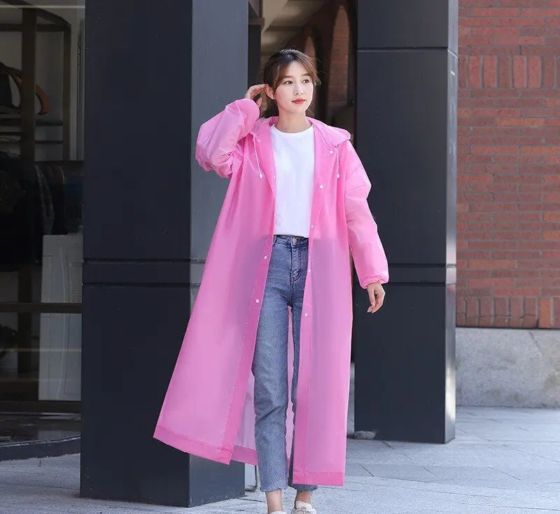 Unisex Adult Lightweight EVA PVC Rain Jacket Hooded for Poncho for Outdoor Hiking Survival Custom Vinyl Raincoat Waterproof