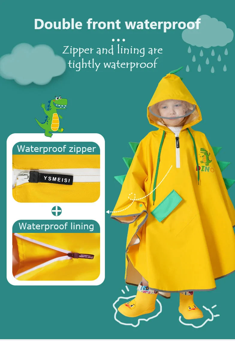 Little Dinosaur Cloak Children's Raincoat Kindergarten Elementary School Baby Cartoon Poncho