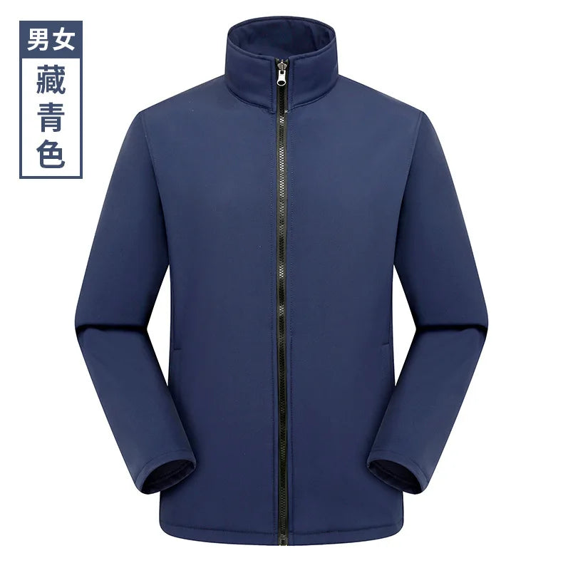 Men's Women's Outdoor Stand Cardigan Jacket Soft Shell Waterproof Windproof for Autumn Winter Sports Casual Plus Size Zipper