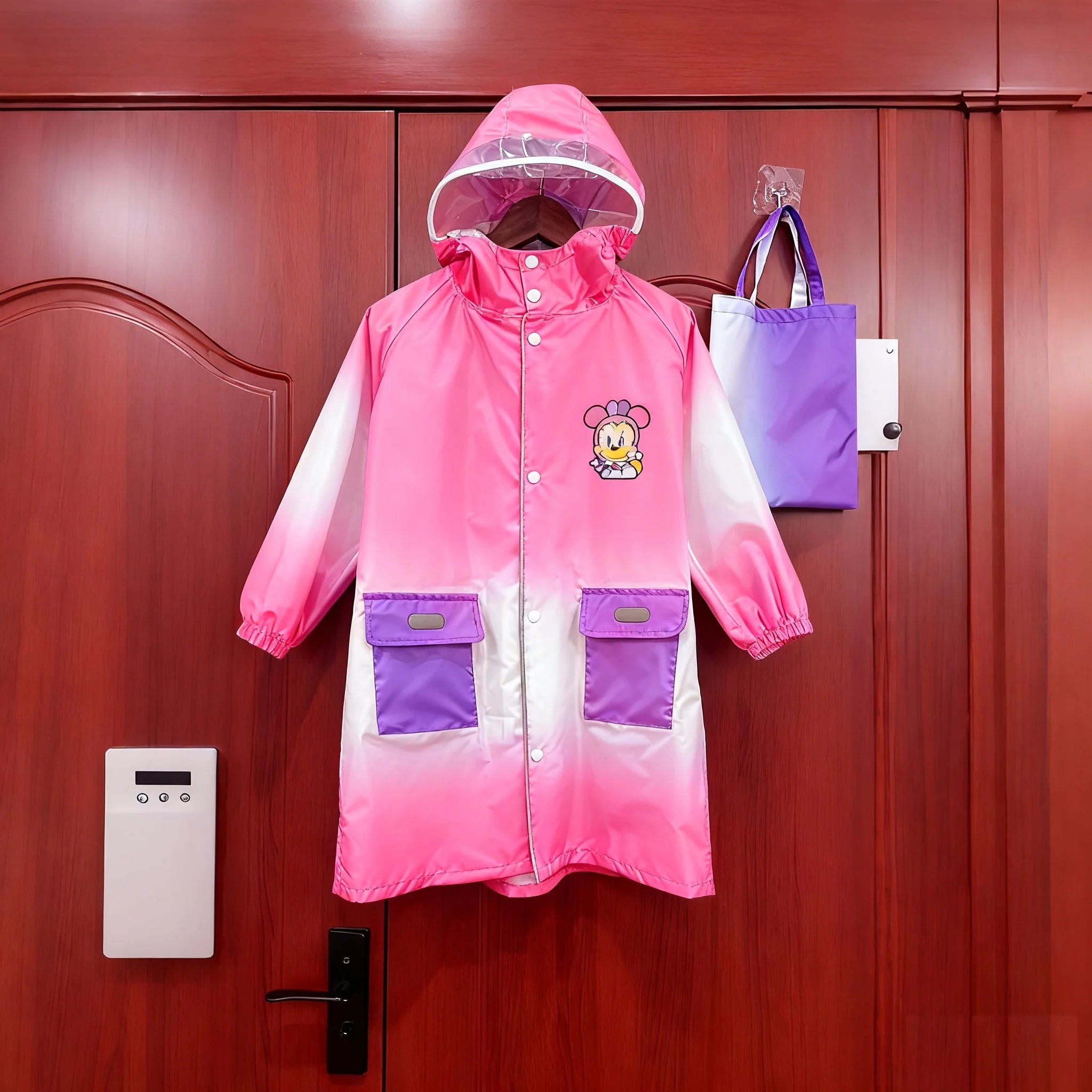 Durable Outdoor Lightweight Windproof Waterproof Rain Poncho for Middle Large Boys/Girls Back to School Cartoon Design Raincoat