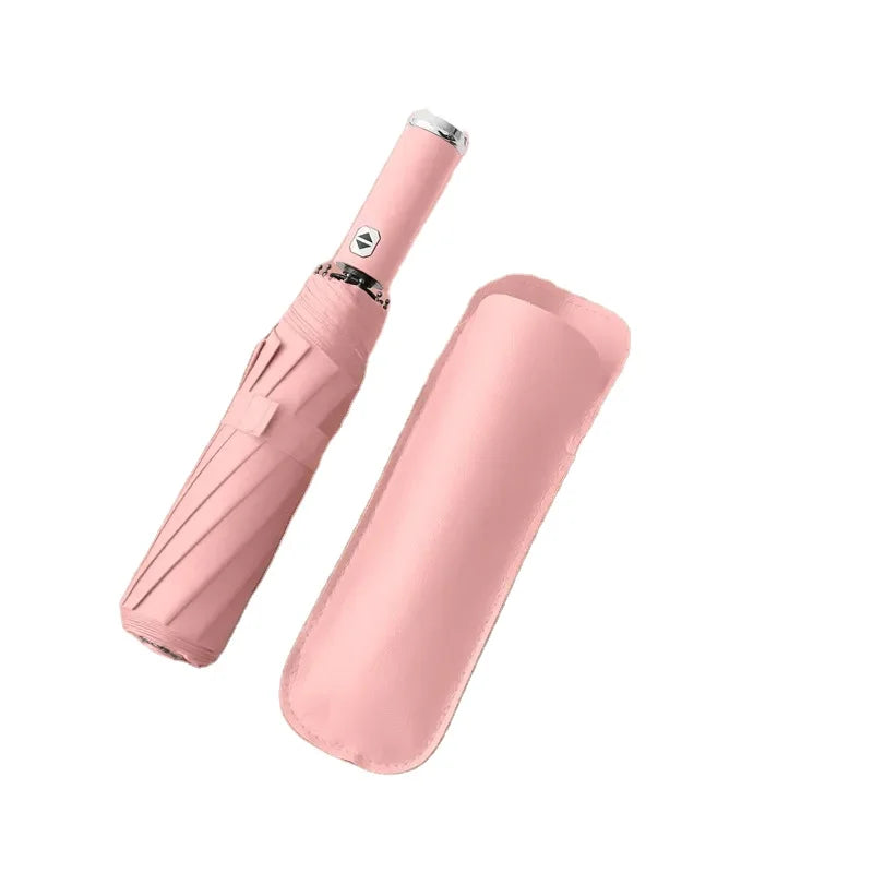 Adults' Windproof Compact LED Folding Umbrella 10k Pongee Panels UV Protection 190t Material Swivel Handle Customizable Logo