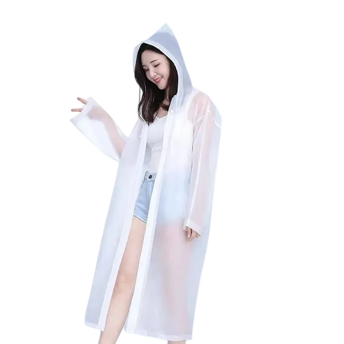 Rain Poncho Waterproof Hooded Long Clear Raincoat for Adults Men and Women Rainwear Reusable EVA Unisex Camping Outdoor Event