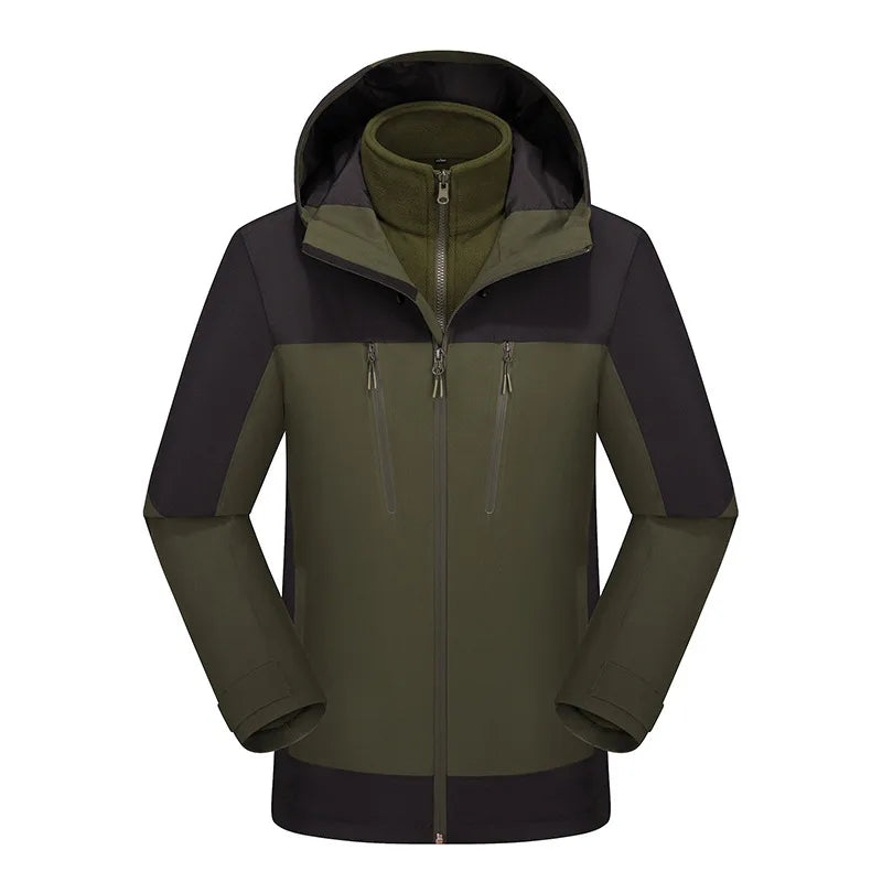Three-in-One Outdoor  Suit for Men Women Waterproof Windproof Warm Mountaineering Camping Hiking Jacket
