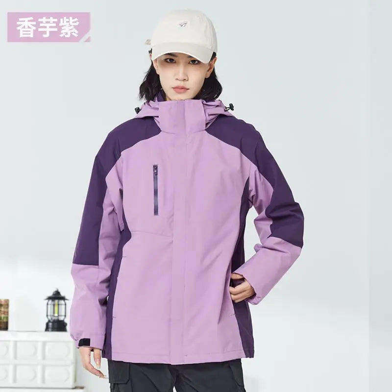 Three-in-One Winter Fleece Jacket for Men and Women Two-piece Detachable Windproof Waterproof Warm Thickened Stand Collar Zipper