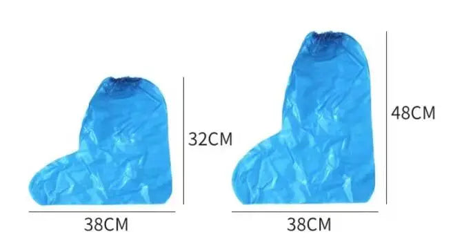 PE Disposable Durable Thickened Non Slip Long Boot Covers Waterproof Rain Boot Shoe Covers PVC Plastic Unisex 16g