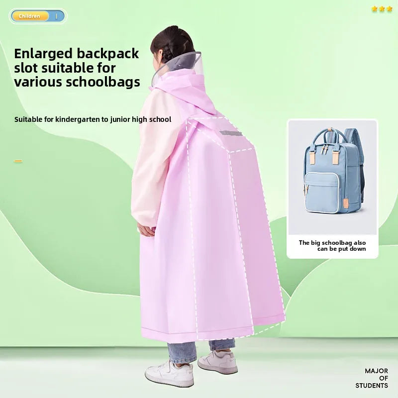 EVA Children's Raincoat, Boys' and Girls' Backpack Raincoat