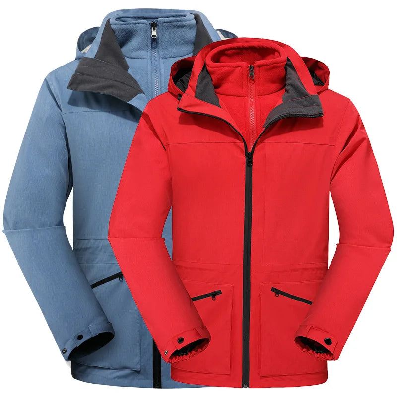 High-End Waterproof Breathable Outdoor Clothing for Men Women Autumn Winter Two-Piece Three-In-One Windproof Jacket Full Zipper