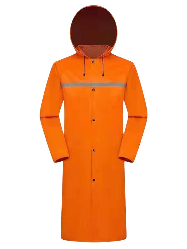 Customizable XL Adult Reflective Stripe Long Rain Jacket Waterproof Oxford Cloth Raincoat Outdoor Work Hiking Poncho Logo