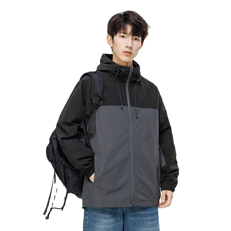 New Style Splicing Color Windproof Hooded Jacket for Men and Women Can Wear Double Raincoat Waterproof for Motorcycle Usage