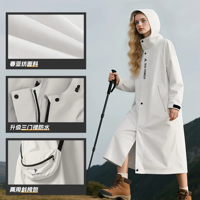 Hiking Travel Outdoor for Waterproof Windproof Polyester  Cloth Full Body Integrated Anti-Storm Cycling Raincoat