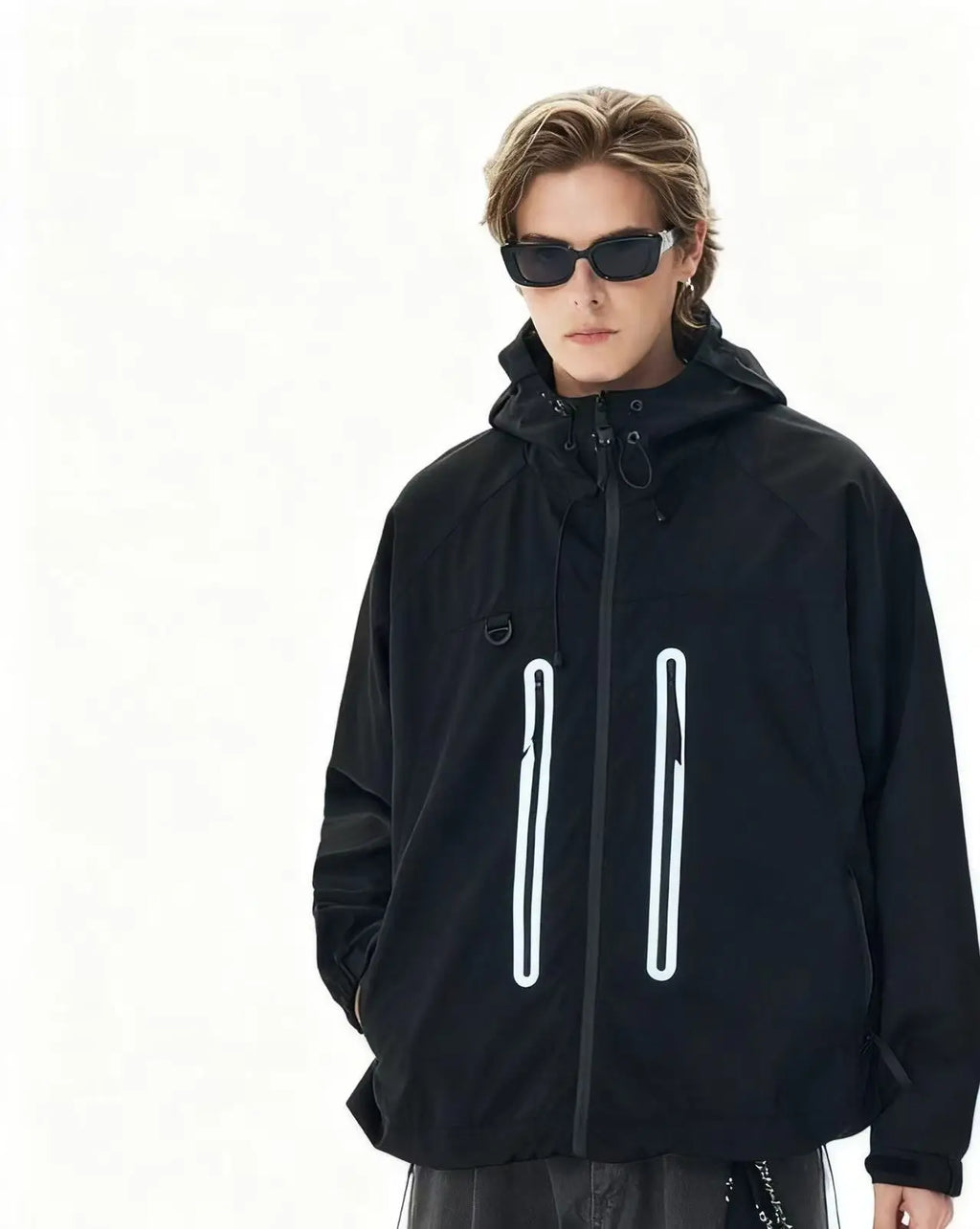 Mountain Outdoor Canvas Reflective Hoodie Jacket Men's Hiking Camping Mountaineering Suit Couple Front Logo Waterproof