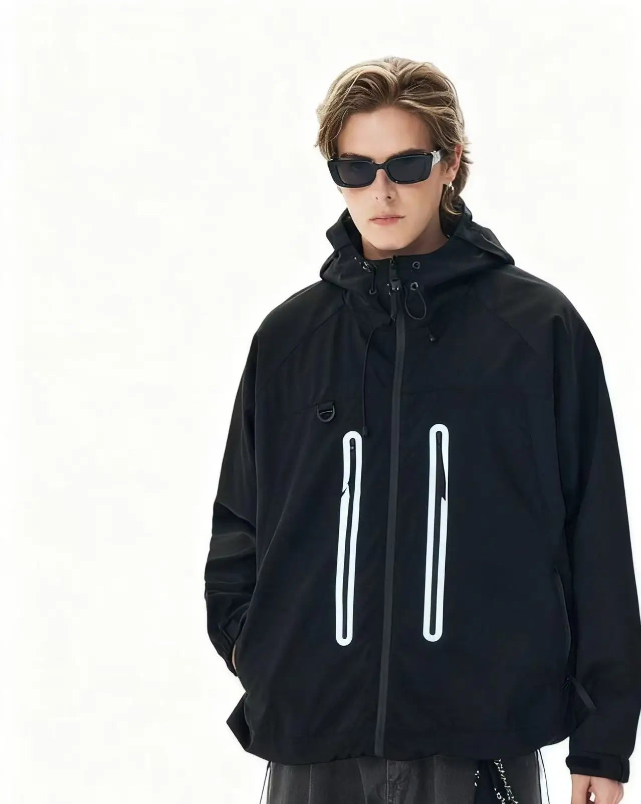 Mountain Outdoor Canvas Reflective Hoodie Jacket Men's Hiking Camping Mountaineering Suit Couple Front Logo Waterproof