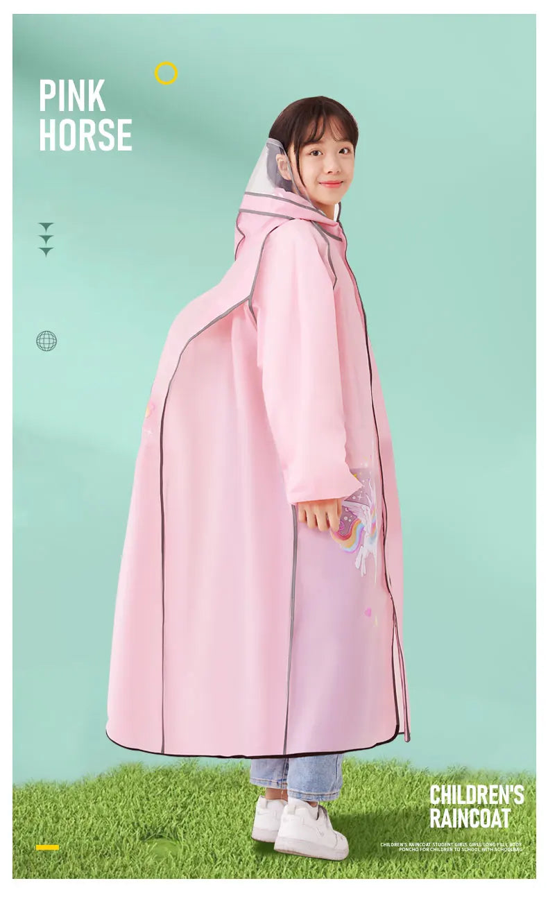 High Quality Lightweight EVA Raincoats Waterproof Windproof Hood Boys Girls Outdoor Hiking School Children Camping