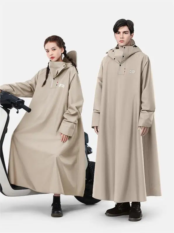 New Modern Durable Extended Loose Unisex Adult Bike Rain for Waterproof Polyester Pongee Wide Hood Brim Thickened