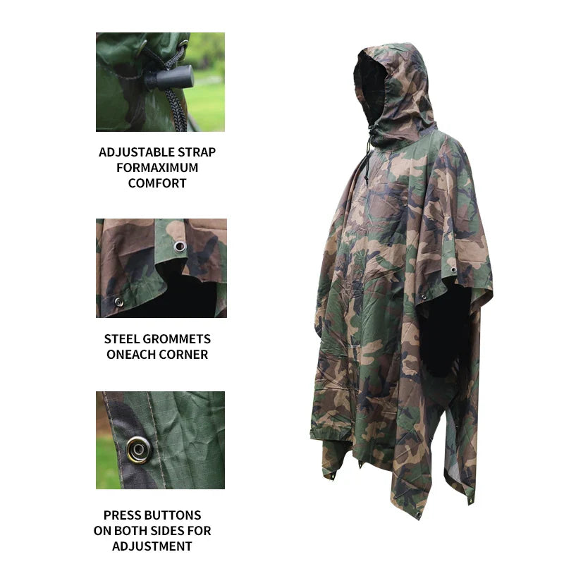 Fashion Waterproof  Full-Printed Three-in-One Variable Canopy Adults Travel Hiking Single-Person Rainwear Custom  Logo Raincoat