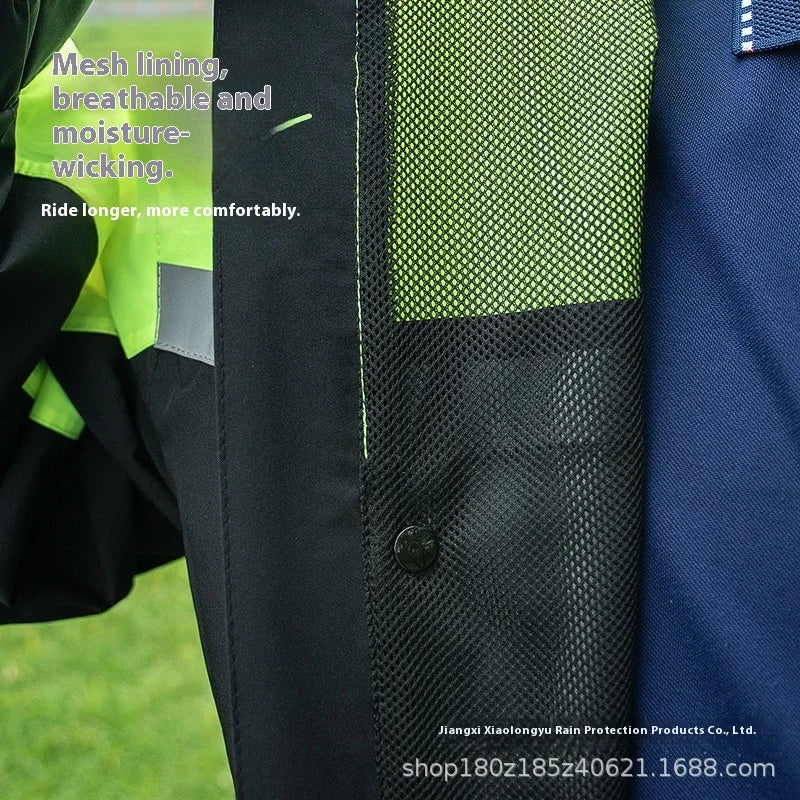 Men's Thickened Waterproof Windproof Motorcycle Riding Rainsuit Knight Style Rainstorm-Proof for Travel