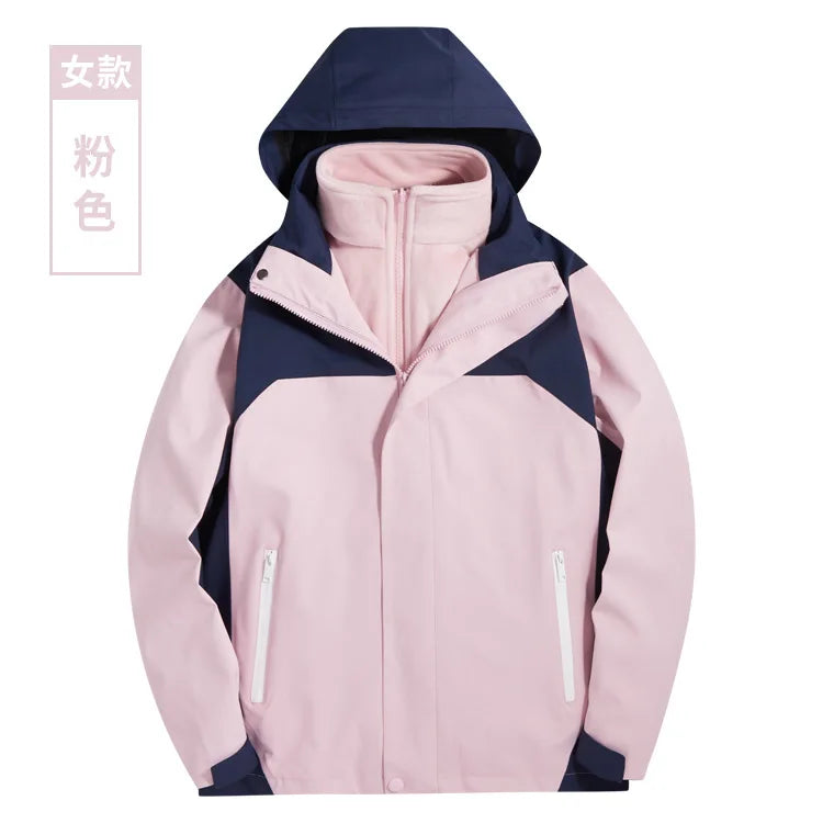 Men's Women's Three-in-One Assault Winter Work Clothes Outdoor Windproof Waterproof Hiking Jackets Printed Embroidered Logo