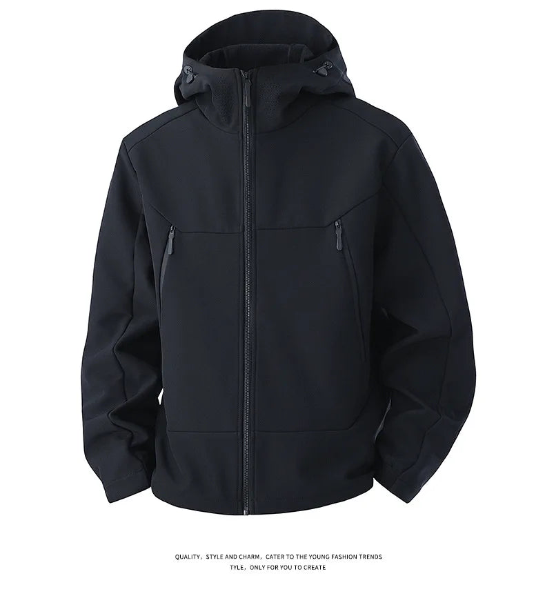 Winter Outdoor Solid Color Three-in-One Hooded Waterproof Jacket for Men and Women with Removable Two-Piece Set Logo Printing