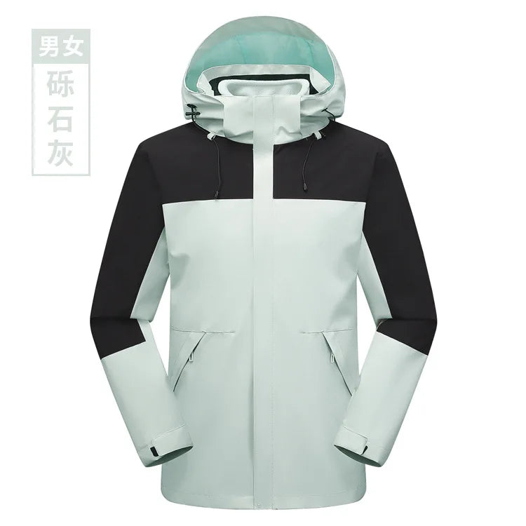 Men's Women's Winter Jacket Detachable Three-in-One Fleece Liner Rabbit Windproof Waterproof Zipper Knitted Customizable Logo