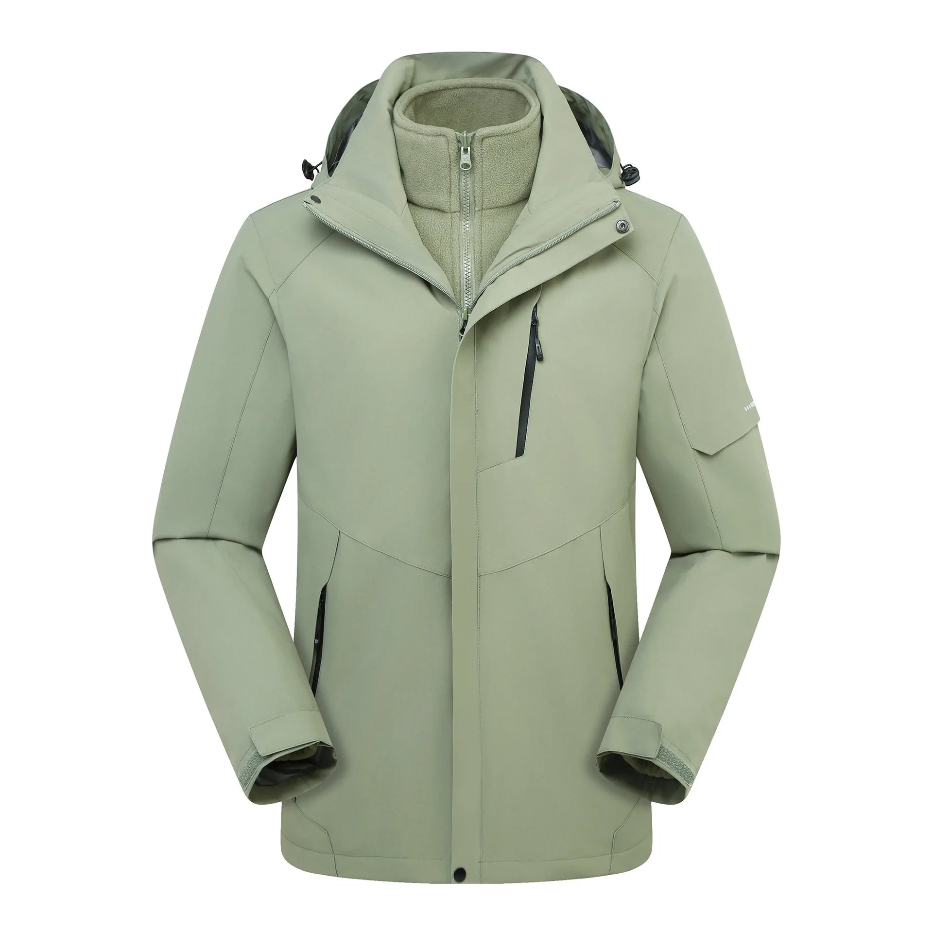 Outdoor Unisex Three-in-One Two-Piece Couple's Winter Solid Mountaineering Suit Jacket  Removable Waterproof Windproof Zipper