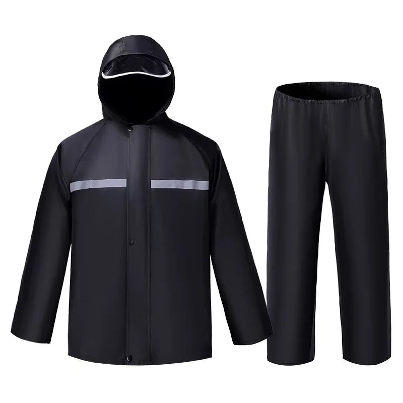 Custom Logo Oxford Cloth Waterproof Men's Raincoat & Rain Pants Set for Hiking Outdoor Activities