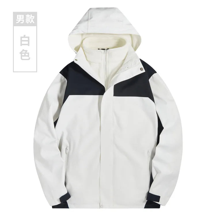 Men's Women's Three-in-One Assault Winter Work Clothes Outdoor Windproof Waterproof Hiking Jackets Printed Embroidered Logo