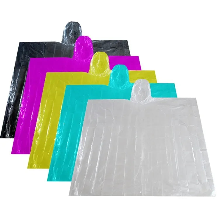 Promotional Disposable PE Emergency Rain Poncho 50 X 80 Square Waterproof Plastic Raincoat Hiking Boys Girls