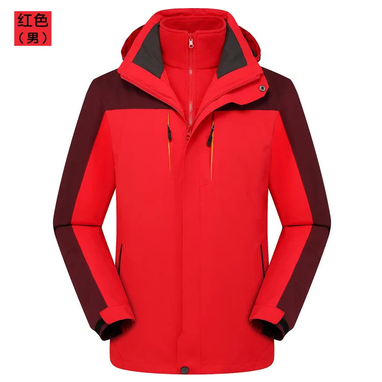 Autumn Winter Three-in-One Waterproof Overalls Men's and Women's Couples Thick Coat Zipper Closure Windbreaker Wholesale