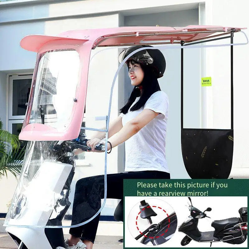 190T Manual Control Sun Shade Umbrella Dust-Proof Rain Cover for Motorcycles Electric Vehicles UV Rain Protection for Scooters