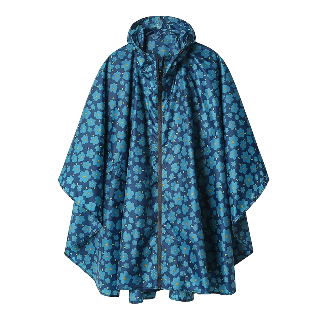 Women's Yellow Flower Style Disposable Raincoat With Pockets Colorful Poncho for Rain and Hiking for Adults