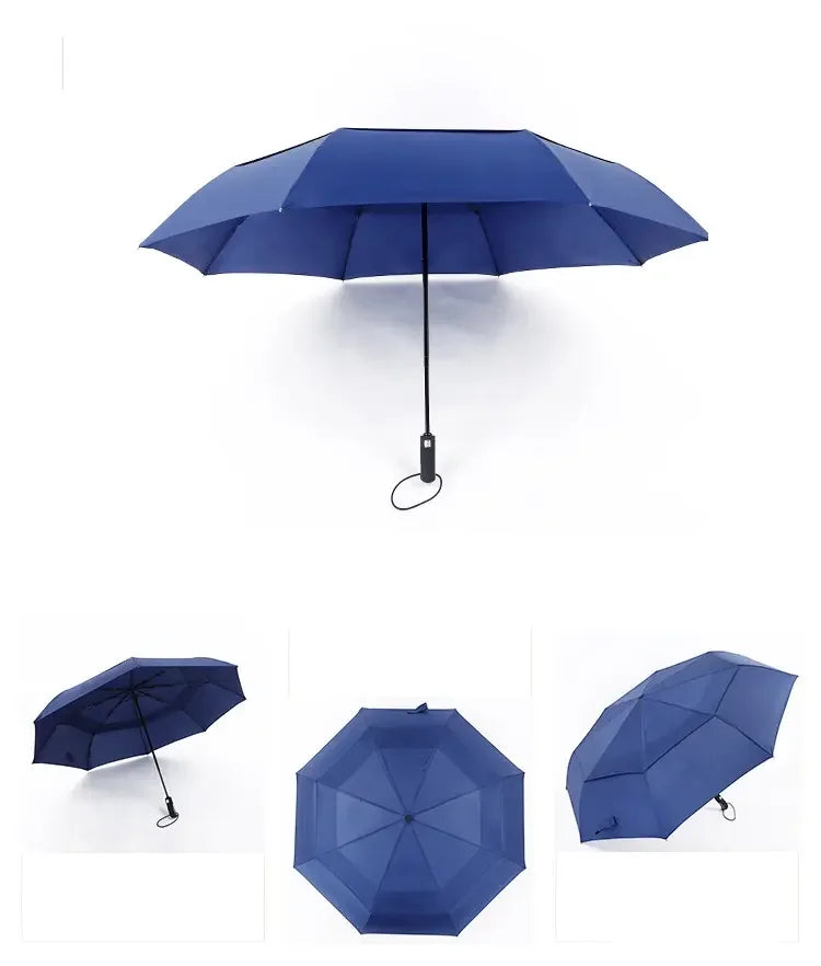 3 Folding Umbrella Customized Printing Double Layer Golf Folding Automatic Umbrella