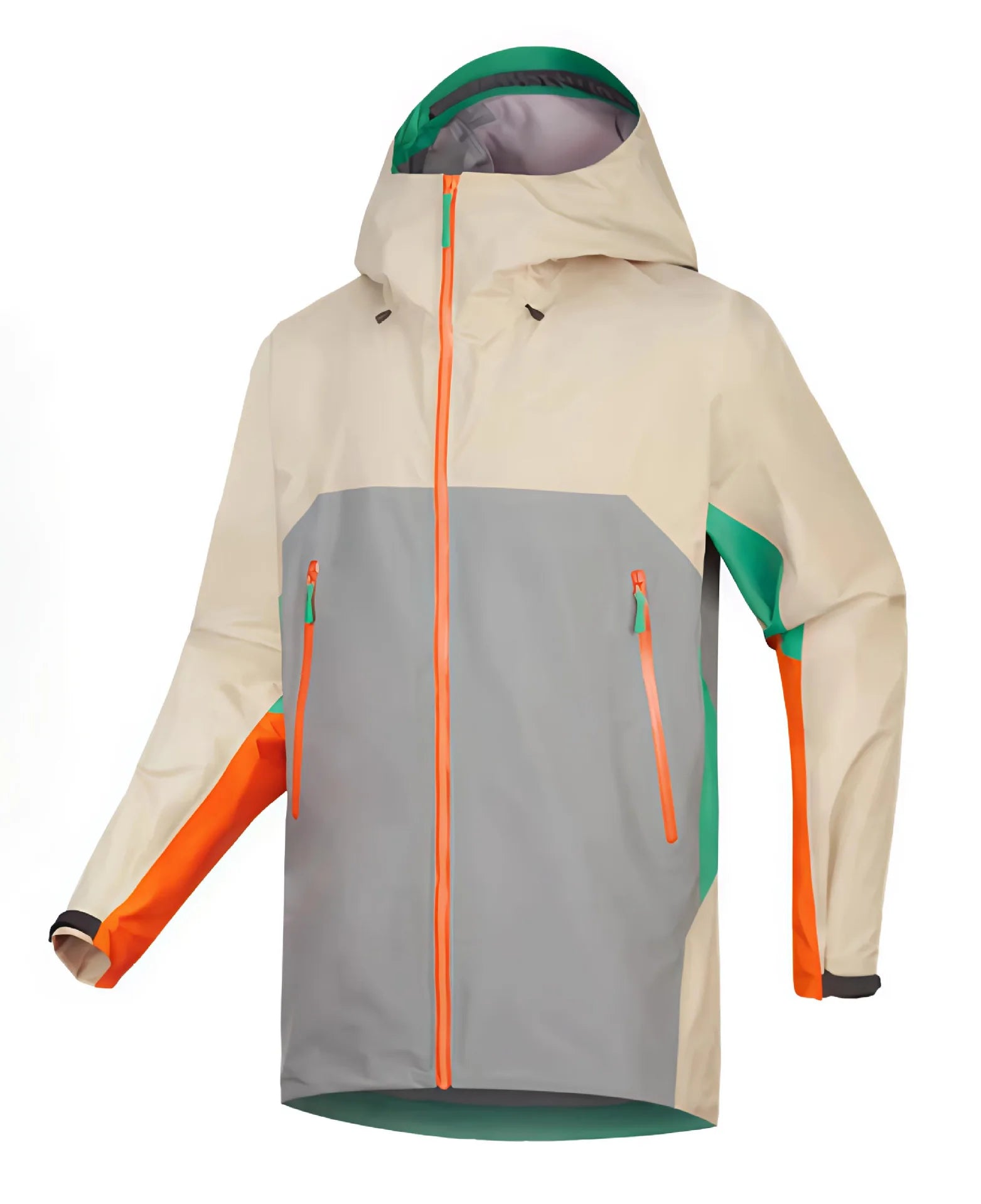 High Quality Outdoor Hard Shell Expedition Hiking Jacket Windproof Hoodie Stand Collar Zipper Water Resistant Print for Autumn