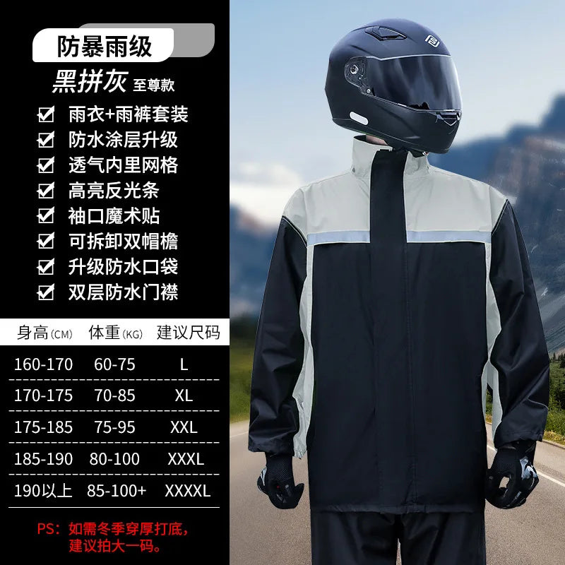 Men's Waterproof Motorcycle & Electric Car for Poncho Thickened Split Suit Raincoat for Riders Hiking-Storm-Proof