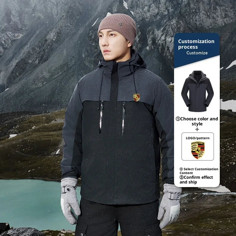 Custom Three-in-one Custom Polar Fleece Liner Autumn Winter Coat Outdoor Camping Waterproof Windproof Zipper Stand